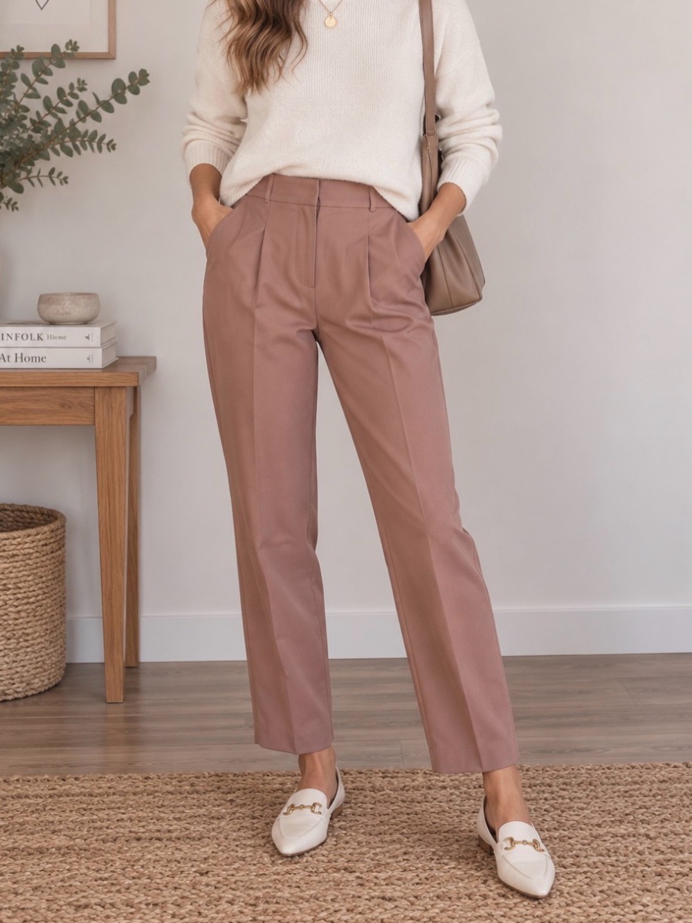Belle Vere Dark Dusty Rose High Rise Trouser Pants Straight Leg Size 8